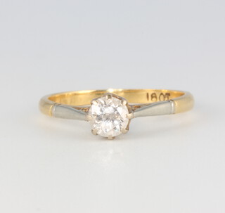 An 18ct yellow gold single stone diamond ring approx. 0.4ct, size J 1/2, 2 grams