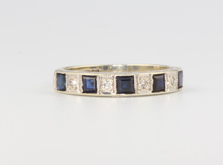 A 9ct yellow gold sapphire and diamond ring 2.3 grams, size J 