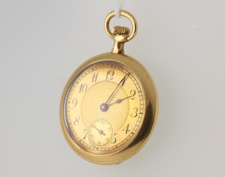 A lady's 18ct yellow gold fob watch with seconds at 6 o'clock, 28mm