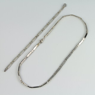 A 925 standard flat link necklace and bracelet 54 grams