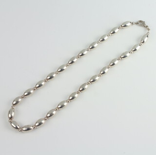 A 925 standard bead necklace, gross 42 grams 