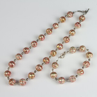 A Murano glass style bead necklace and bracelet