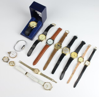 A lady's 14ct yellow gold fob watch (a/f) and minor wristwatches