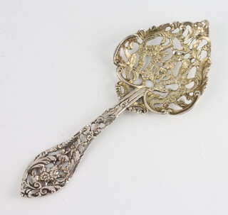 A 19th Century Dutch pierced and cast silver sifter spoon with heart shaped bowl 30 grams 