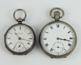 A silver mechanical pocket watch with seconds at 6 o'clock Birmingham 1935 together with a keywind ditto 