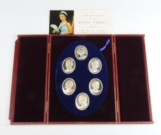 Six cased silver medallions - The Royal Family Cameo Collection, 266 grams, cased 