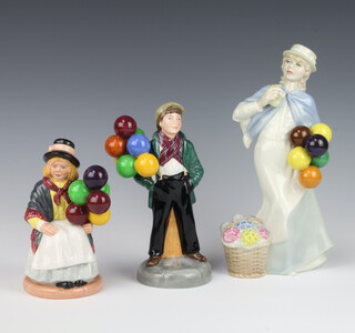 Three Royal Doulton figures - Covent Garden HN2857 24cm, Balloon Boy HN2934 19cm and Balloon Girl HN2818 16cm 