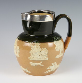 A Royal Doulton 2 colour harvest jug with silver collar 16cm 