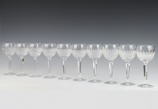 A set of 10 Waterford Crystal Colleen pattern hock wine glasses 18cm 