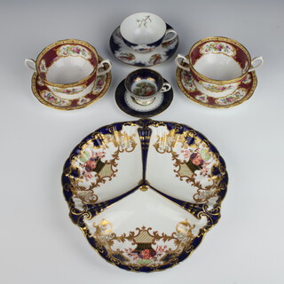 A Royal Crown Derby dish decorated in the Imari pattern 26cm and minor table china 