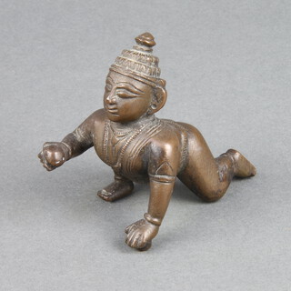 A Burmese bronze figure of a kneeling man 6cm h x 8cm 