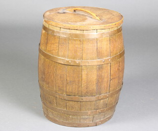 A coopered oak barrel 51cm h x 39cm diam. 