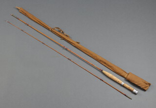 An Alcocks Little Gem 7'2" 2 piece split cane brook trout fishing rod, with 2/3 line weight in original cloth bag