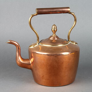 A Victorian copper kettle with acorn finial 27cm x 15cm 