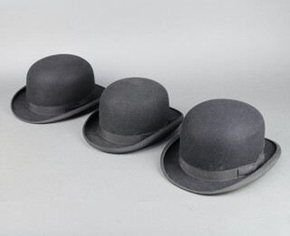 Thomas Townsend, a gentleman's black bowler hat size 7, a Dunn & Co. ditto size 7 1/8 and a Failsworth ditto size 6 5/8 