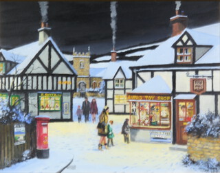 Alan King, oil on canvas signed, "Anna's Toy Shop", label en verso Wiltshire Memories 2005 34cm x 44cm 