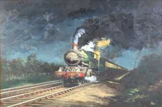 Alan King, oil on canvas signed, "Knight Castle Great Western Railway, Castle Class Windsor Castle no.4082 Near Exeter, 4th August 1939" dated 1981 49cm x 75cm  