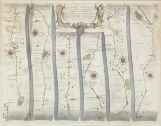 John O Gilby, map "The Road From London to Yarmouth" with coloured detail 37cm x 47cm 