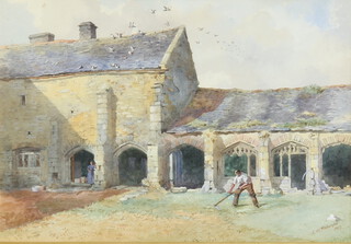 Charles W Fothergill 1897, watercolour signed and dated, figures in a courtyard 25cm x 37cm 