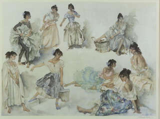 Sir William Russell Flint (1880-1969), print, signed in pencil, study of Spanish ladies 49cm x 63cm 