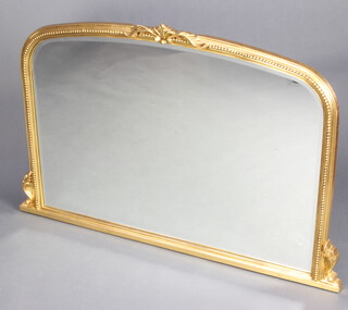 20th Century, Victorian style oval bevelled plate over mantel mirror, contained in a gilt frame 81cm h x 122cm w  