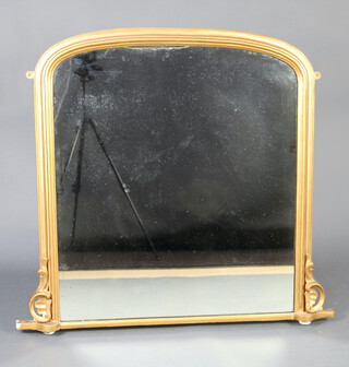 A 19th Century oval plate over mantel mirror contained in a gilt frame 103cm h x 114cm w x 5cm d 