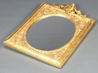 A contemporary Victorian style oval plate mirror contained in a decorative gilt frame 69cm h x 49cm 