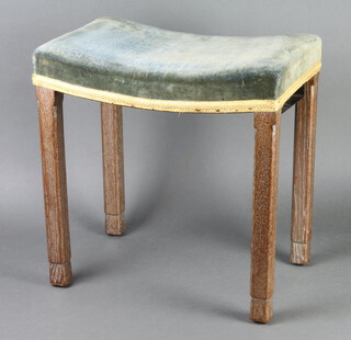 Maple & Co, a George VI 1937 limed oak Coronation stool upholstered in blue material 46cm h x 45cm w x 31cm d 