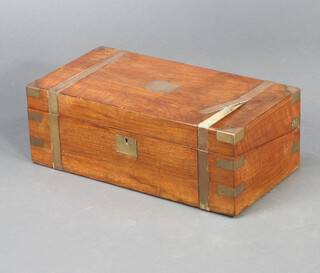 A Victorian mahogany and brass banded writing slope with hinged lid 18cm h x 50cm w x 27cm d 