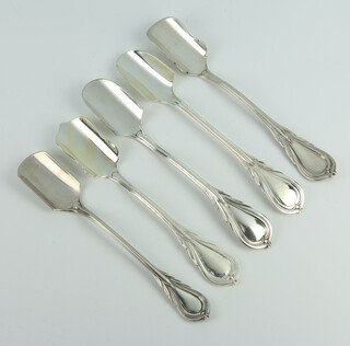 Five silver plated lily pattern stilton scoops