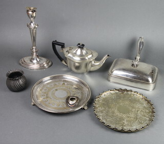 A silver plated breakfast server with removable handle and minor plated wares 
