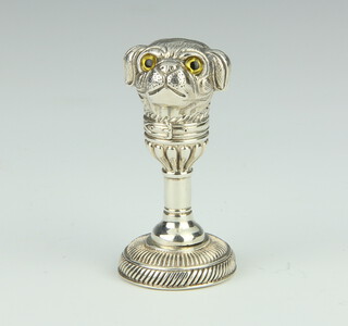 A silver desk seal with double headed dog grip 35 grams gross 55cm 