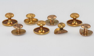 Five 9ct yellow gold dress studs 2.7 grams, 3 others 