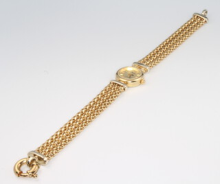 A lady's 9ct yellow gold Ca D'oro yellow gold quartz wristwatch on a 3 chain bracelet, gross weight 25.4 grams including movement 