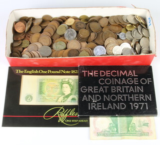 A proof set of Great Britain and Northern Ireland coins 1971 and minor coins and banknotes 