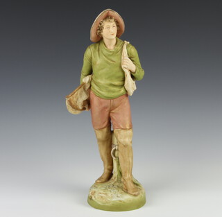 A Royal Dux figure of a fisherman holding a net 40cm, stamped 2802 