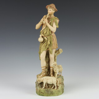 A Royal Dux figure of a shepherd blowing his pipes no.135 38cm 
