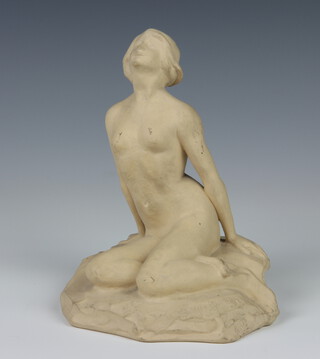 A ceramic moquette of a seated naked lady 17cm 