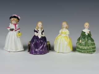 Four Royal Doulton figures - Sharon HN3047 13cm,  Affection HN2236 12cm and Penny HN2424 10cm and Bell HN2340 10cm 

