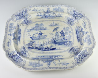 A Victorian Napier Imperial Stone meat plate decorated in the chinoiserie style 52cm 