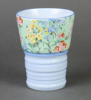 A Shelley Melody pattern beaker/vase with floral decoration, the base marked Shelley Melody 8809/B, 11cm x 8cm 