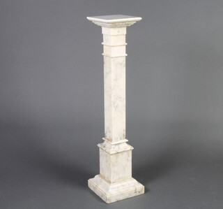 A 19th Century square, carved white marble pedestal, raised on a spreading foot 104cm h x 25cm w x 25cm d 