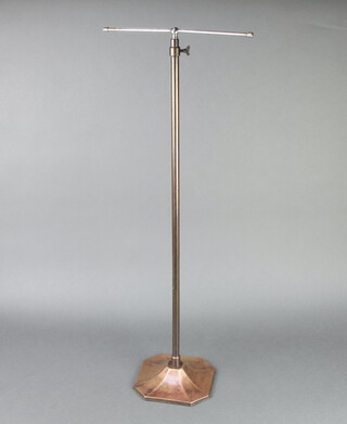 Levine & Sons of London E1, an Art Deco copper and chrome adjustable display stand, raised on a shaped octagonal base 80cm h x 18cm w x 18cm d 