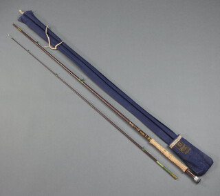 A vintage Hardy Brothers Richard Walker superlite 2 piece fly fishing rod in blue cloth bag 