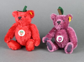 A Steiff miniature Strawberry teddy bear 19cm together with a ditto Blackberry 19cm (no box) 