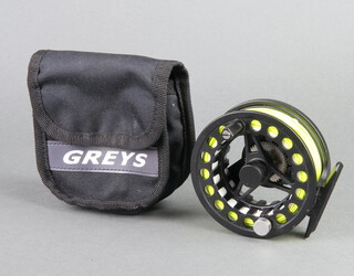 A Greys GX300 trout fishing reel 6/8 line weight with pouch 