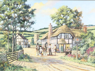 Alan King, oil on canvas signed, "Call at the Village Inn, Memories of North Hill Somerset" the reverse labeled, signed and dated 1997 29cm x 39cm 