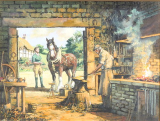 Alan King, oil on canvas signed, "Awaiting the Farrier" dated on the reverse 1996 and with certificate 29cm x 39cm 