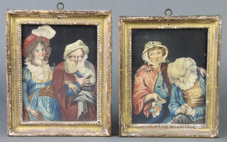 19th Century prints, studies of 2 couples 16cm x 13cm 
