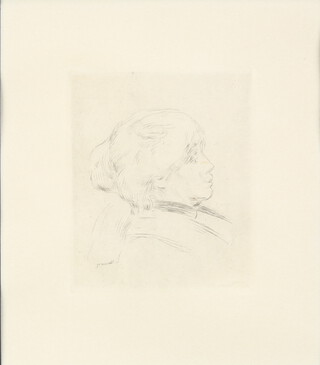 Pierre-Auguste Renoir (1841-1919), etching, "Berthe Morisot" 18cm x 16cm together with a "certificate of authenticity from Park West Gallery Michigan" 
